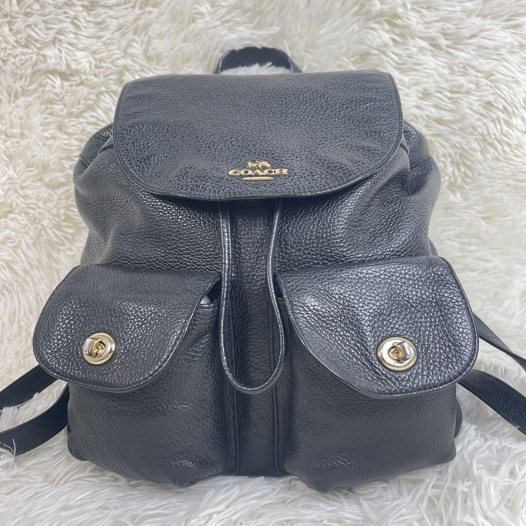Coach Genuine Leather A4 Backpack in Black Stylish Design