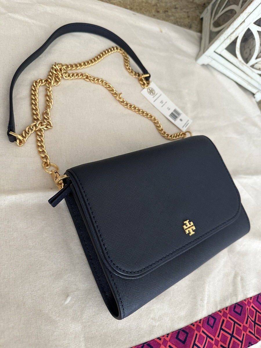 Tory Burch Emerson Chain Wallet Crossbody - Navy: Handbags