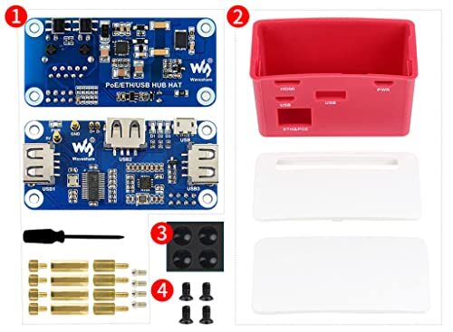 PoE Ethernet/USB HUB BOX Compatible Raspberry Pi Zero Series, with (V7T)