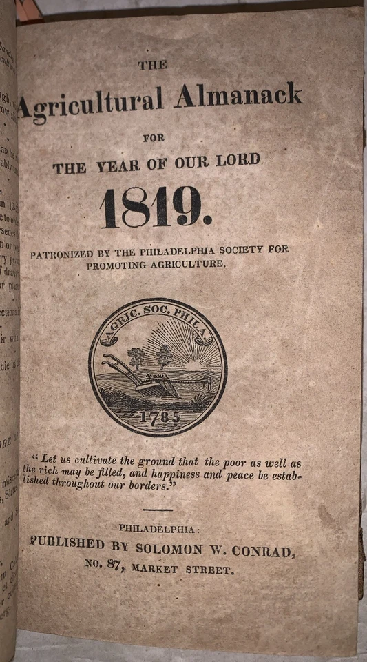 1817-1834, BOUND VOL WITH 13 AGRICULTURAL ALMANACKS, PENNSYLVANIA, FARMING - Image 4 of 4