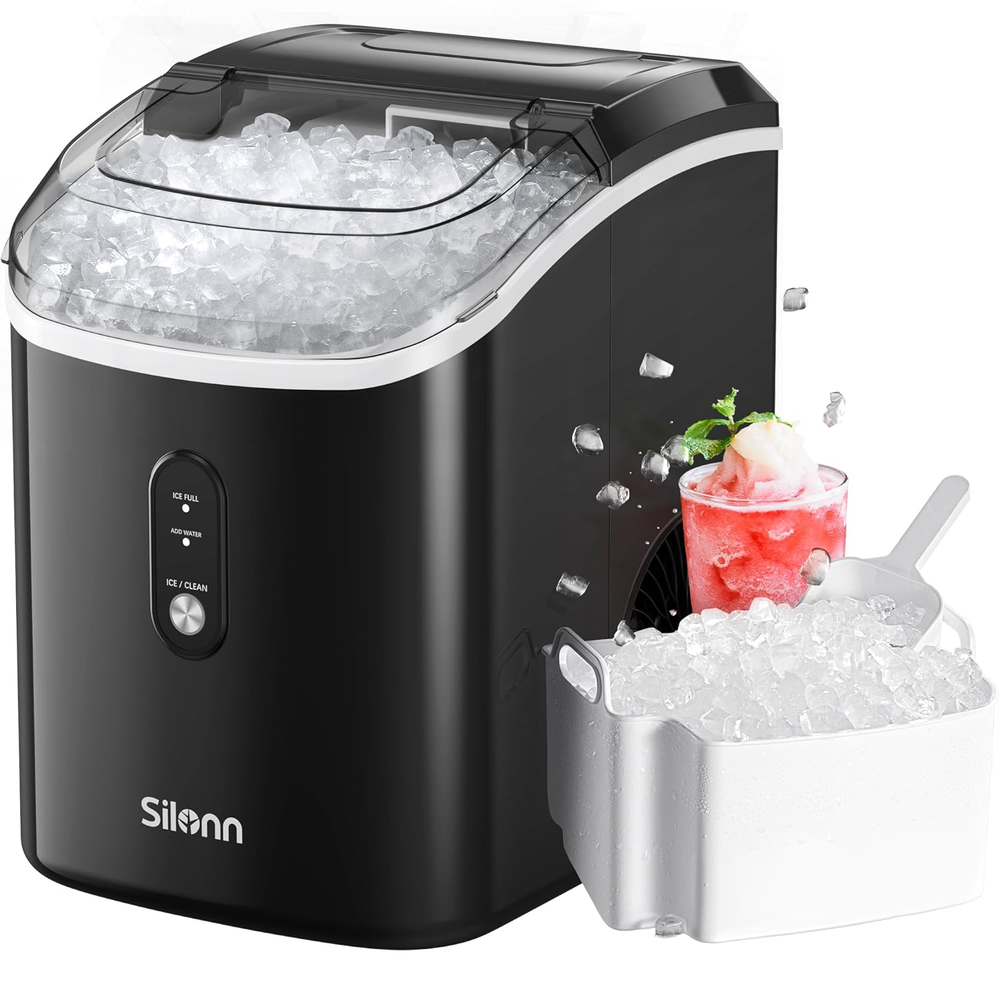Nugget Ice Maker Countertop,  Chewable Pellet Ice Machine with Self-Cleanin Func