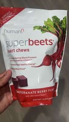 HumanN SuperBeets Heart Chews Pomegranate Berry Flavor - 60 Count