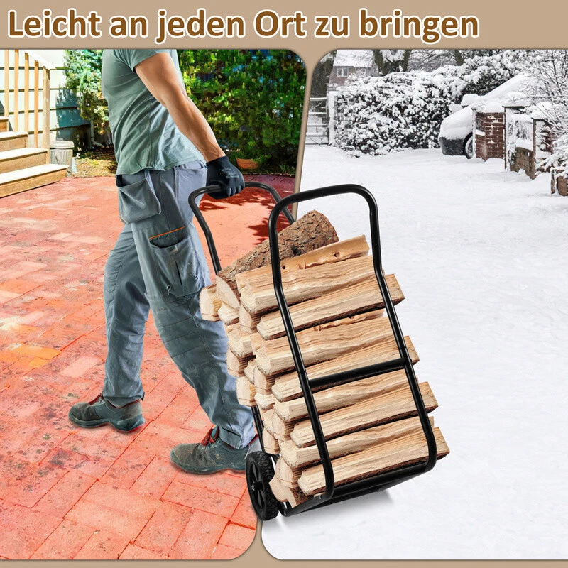 Kaminholzwagen Kaminregal 60/80 kg Holzwagen Brennholzkarre Brennholzwagen - Bild 4 von 4