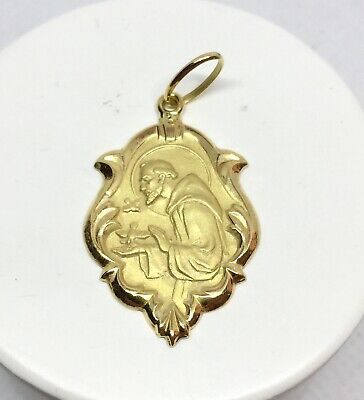 FB Jewels 14K Yellow Gold 18mm St Francis of Assisi Medal 