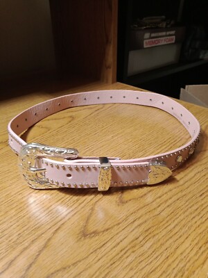 Nocona Elegant Pink and Silver Women\'s Belt Nocona Girls Fashion Pink Glitter & Horseshoe Belt - System  main image 2