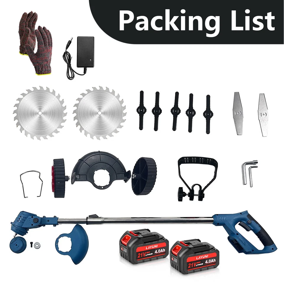 3 in1 Blue Electric Cordless Grass String Trimmer Lawn Edger Weed Wacker Cutter - Image 2 of 4