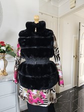 Cherry Koko Layered Faux Fur Cinched Waist Gillet Jacket Size 12