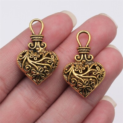 3pcs 31x19x9mm 3D Heart Charms Flowers Heart Vintage Charm 10pcs