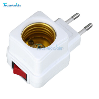 E27 LED Light Lamp Bulbs Socket Base Holder EU Plug Adapter ON/OFF Switch White