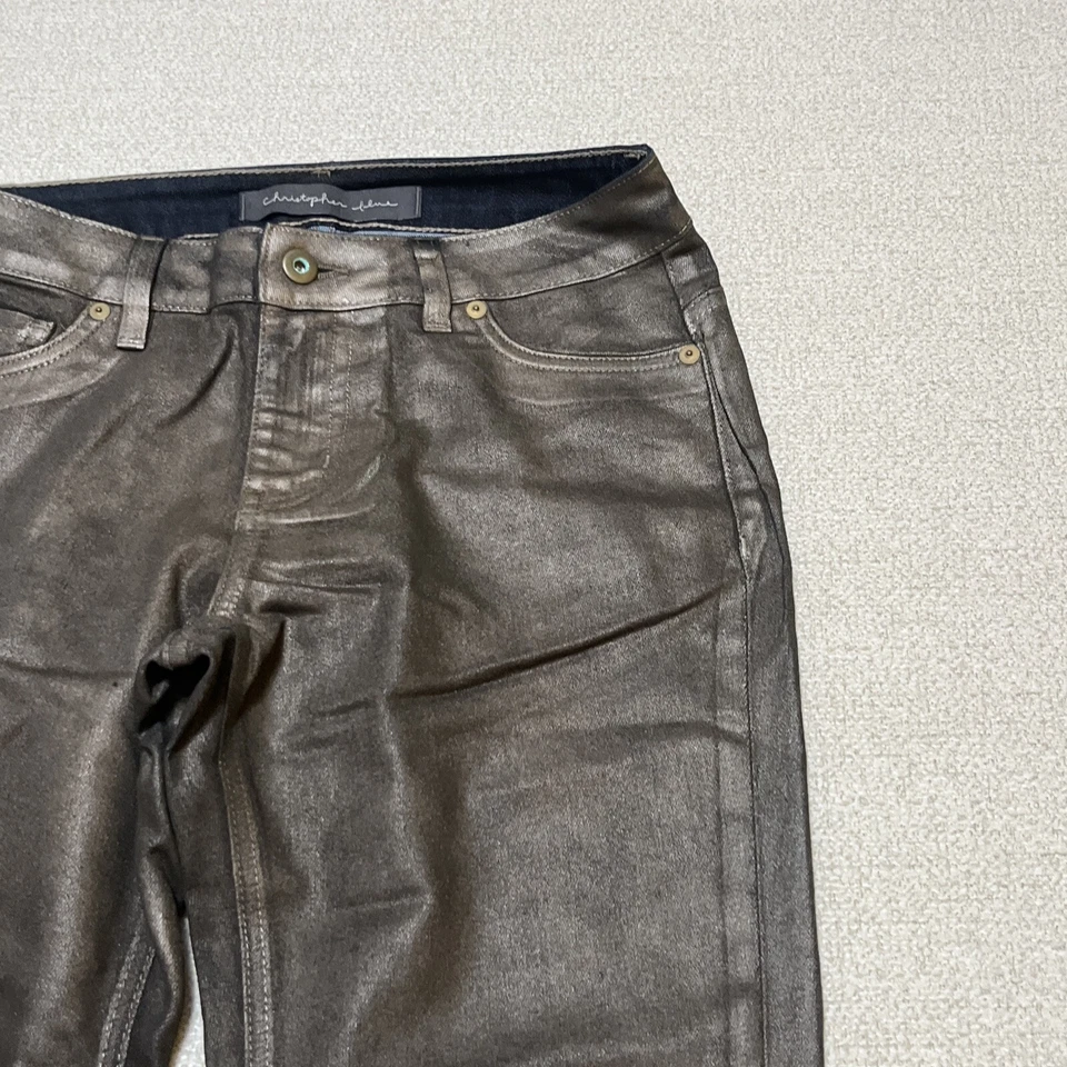 Christopher Blue Designer Jeans Women Size 6 Black Gold Painted Fashion Jeans - Image 4 of 4