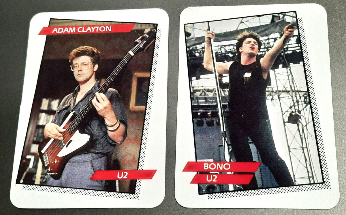 BONO-ADAM CLAYTON-U2-ROOKIE CARD RC-1985 ROCK STAR CONCERT CARDS