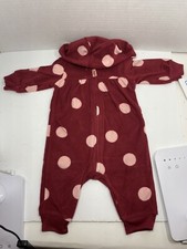Carters Infant  Fleece Red Pink Polkadot Blanket Sleeper Pajamas 3 Month