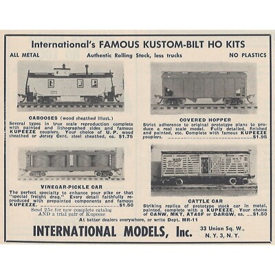 International Models Inc Kustom Bilt HO Kits Vintage Print Ad Original 1954 NY N