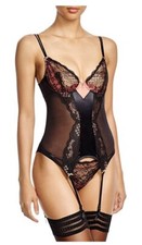 Heidi Klum Corset Bustier With Garter Straps Mineral Sands Black Pink 155 36C