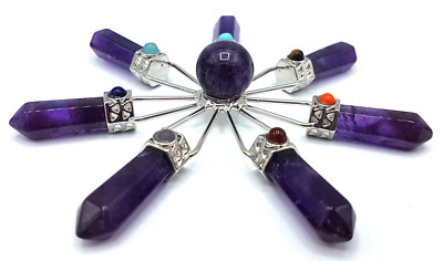 Natürliche Amethyst Kugel & 7 Punkt Kristall Energie Generator - Heilung, Reiki