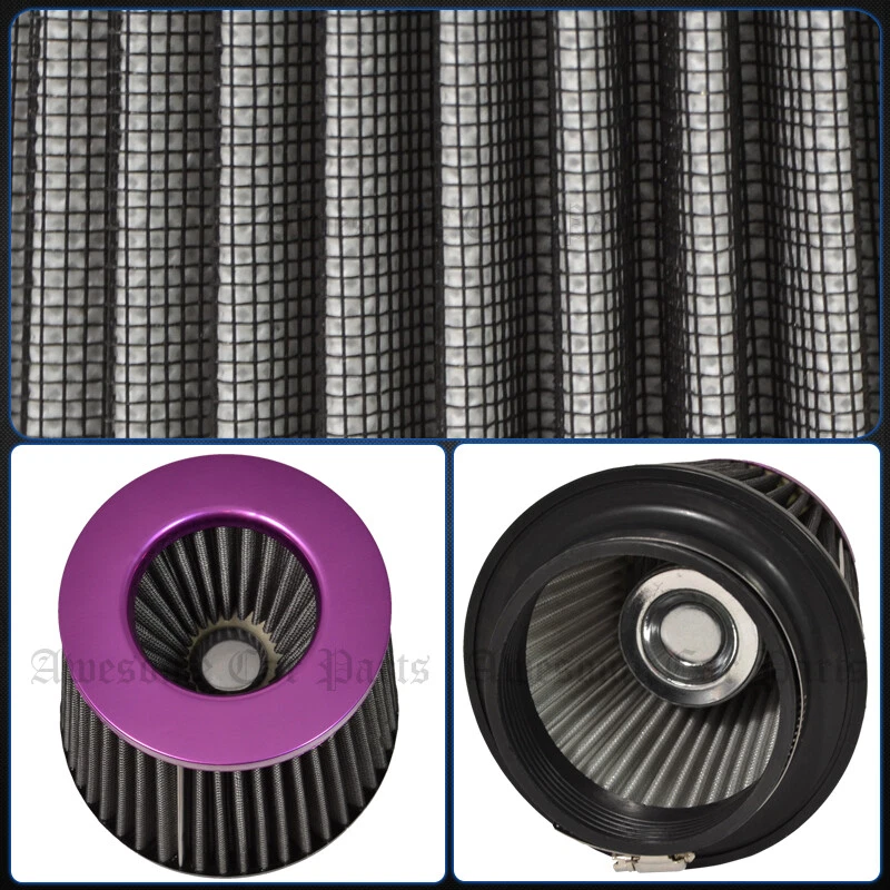 Filtro de admisión de aire frío universal 4" para autos automotrices motocicletas Ram corta púrpura Foto 3 de 3