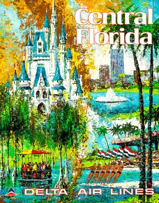 Central Florida - Delta Airlines - 1970's - Travel Poster