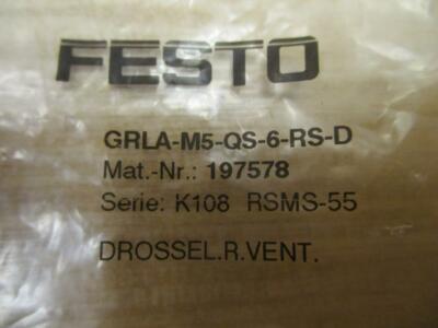 Festo GRLA-M5-QS-6-RS-D Flow Control Valve 197578 | eBay