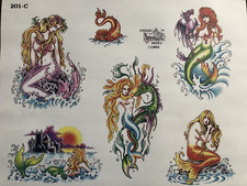 Tattoo flash, 201 C thru 400 C J.D. Crowe color sheets, Spaulding Rogers