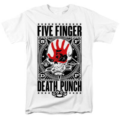 Vtg Five Finger Death Punch Band California Cotton White Full Size Shirt
