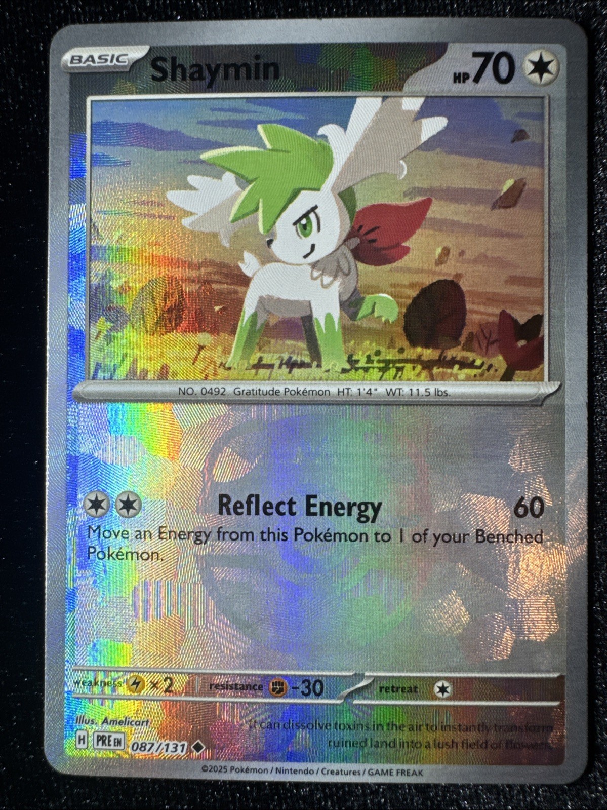 Shaymin 087/131 Sv: Prismatic Evolutions Reverse Holo Masterball Pokemon TCG NM