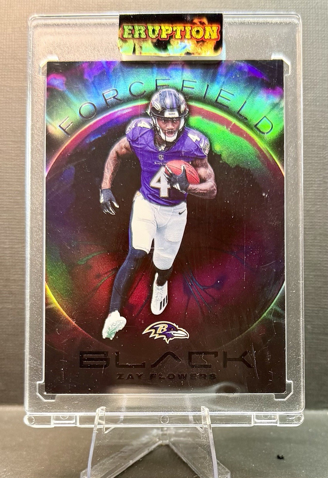 2023 Panini Black ZAY FLOWERS ForceField Case Hit SSP Card #For-3 Ravens