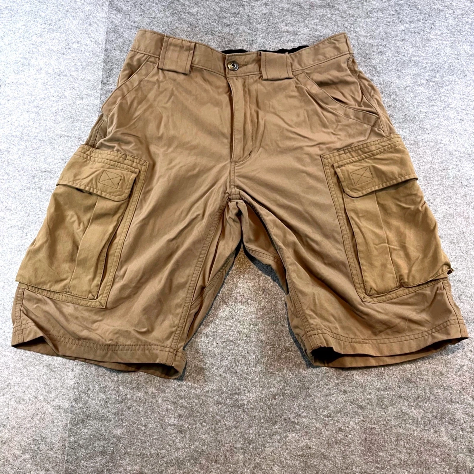 Duluth Trading Co Mens Cargo Shorts Brown Hiking Workwear Size M 100% Utility