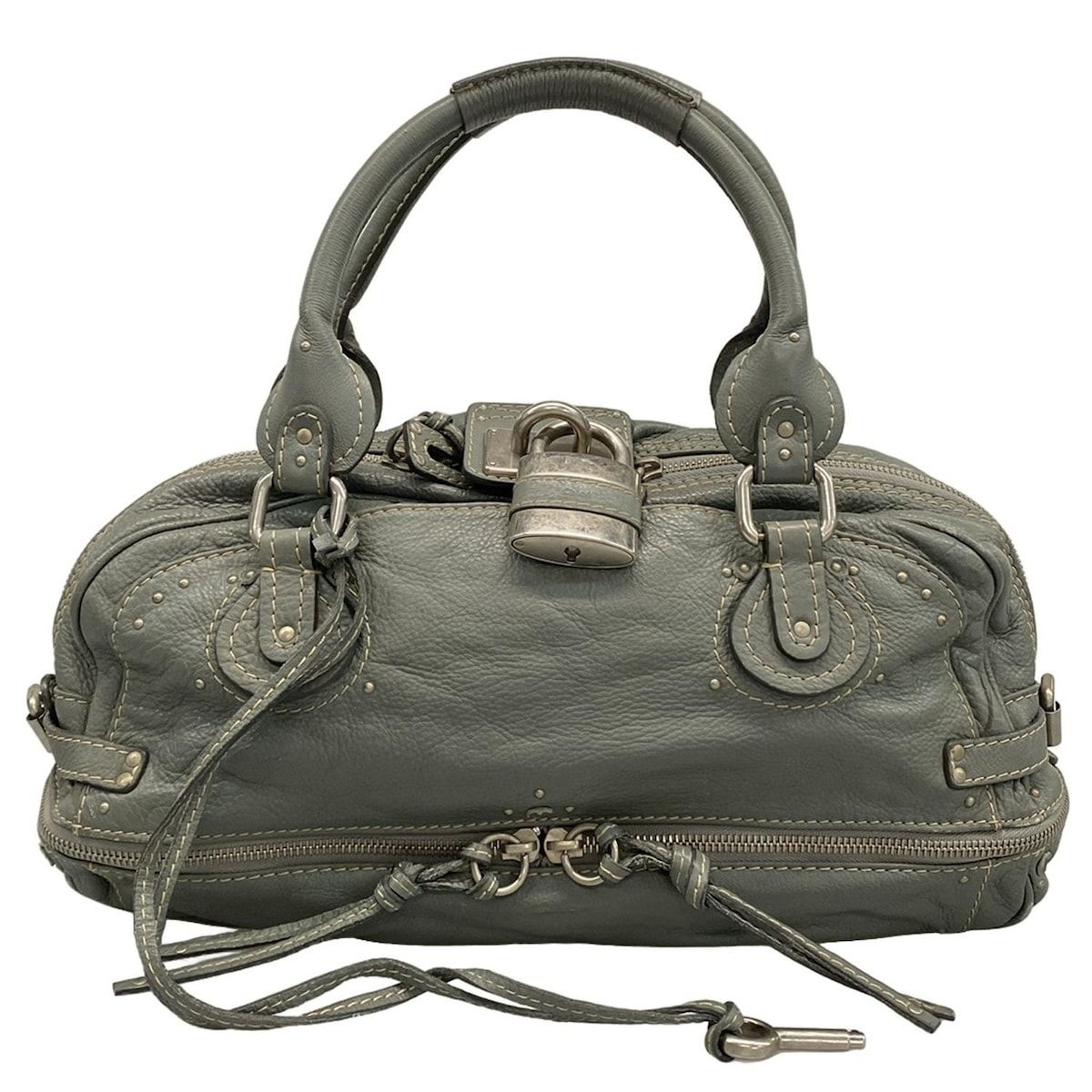 Chloe Handbag Paddington Gray Leather Women Auth From Japan TK