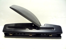 ACCO 3 Hole Paper Punch Adjustable w/ Lever for Xtra Heavy Duty, Black Metal