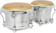 Toca Percussion Custom Deluxe Wood Bongos - Silver Sparkle