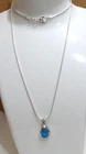 Vintage 950 Silver Turquoise Pendant Mexico w/22" 925 Silver Snake Chain 7.7 gm