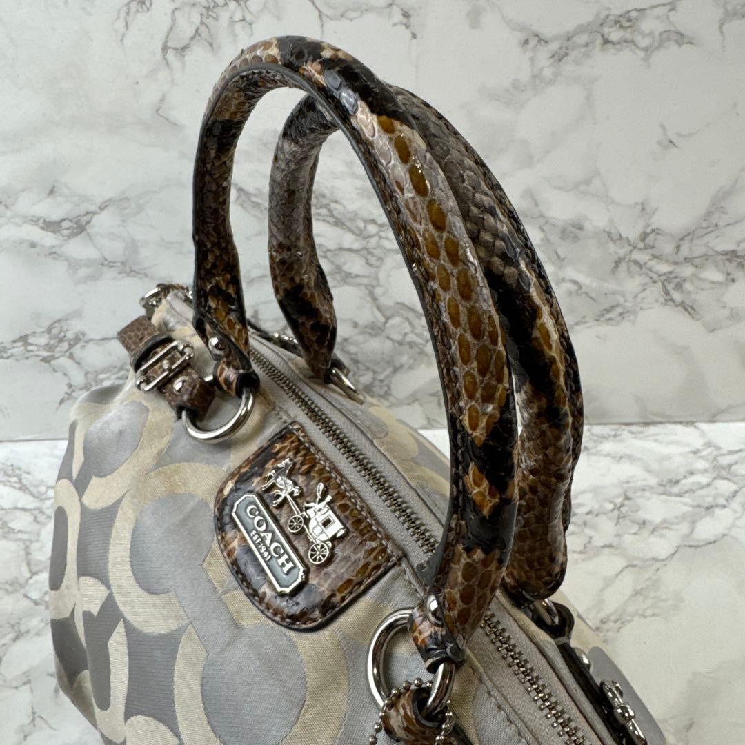 COACH Big C Jacquard Python Print Leather 2way Ha… - image 3