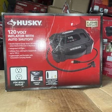 Husky Tire Inflator Air Compressor Electric Pump Car Bike Mattress PSI Gauge