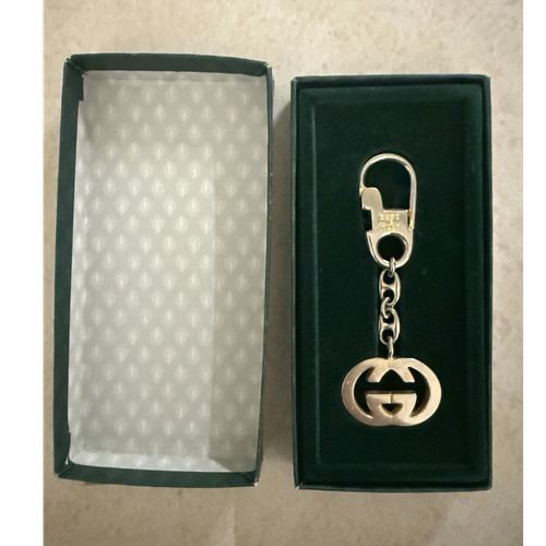Rare Vintage Gucci GG Interlocking Double G Silver Keychain w/ Original Box