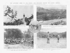 RUSSO-JAPANESE WAR Mikado's Troop on Active Service - Antique Print 1904