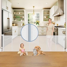 Reinforced 150" Retractable Baby Gate for Doorways & Wide Openings - Pet Safe