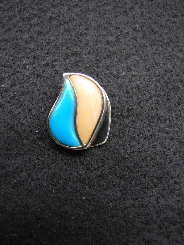 Vintage Estate Sale Turquoise & Jade Sterling Silver Judith Ripka Pendant
