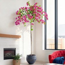6FT Artificial Bougainvillea Tree Artificial Tree Tall Potted Fake Bougainvil...