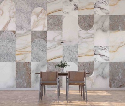 3D Marble Geometry Texture Self-adhesive Removeable Wallpaper Wall Mural