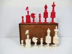 ANTIQUE CHESS SET LARGE BARLEY TWIST PATTERN  K 5.25"  PLUS BOX-NO BOARD