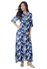 Roaman's Women's Plus Size Stretch Knit High Low Short Sleeve Maxi Dress