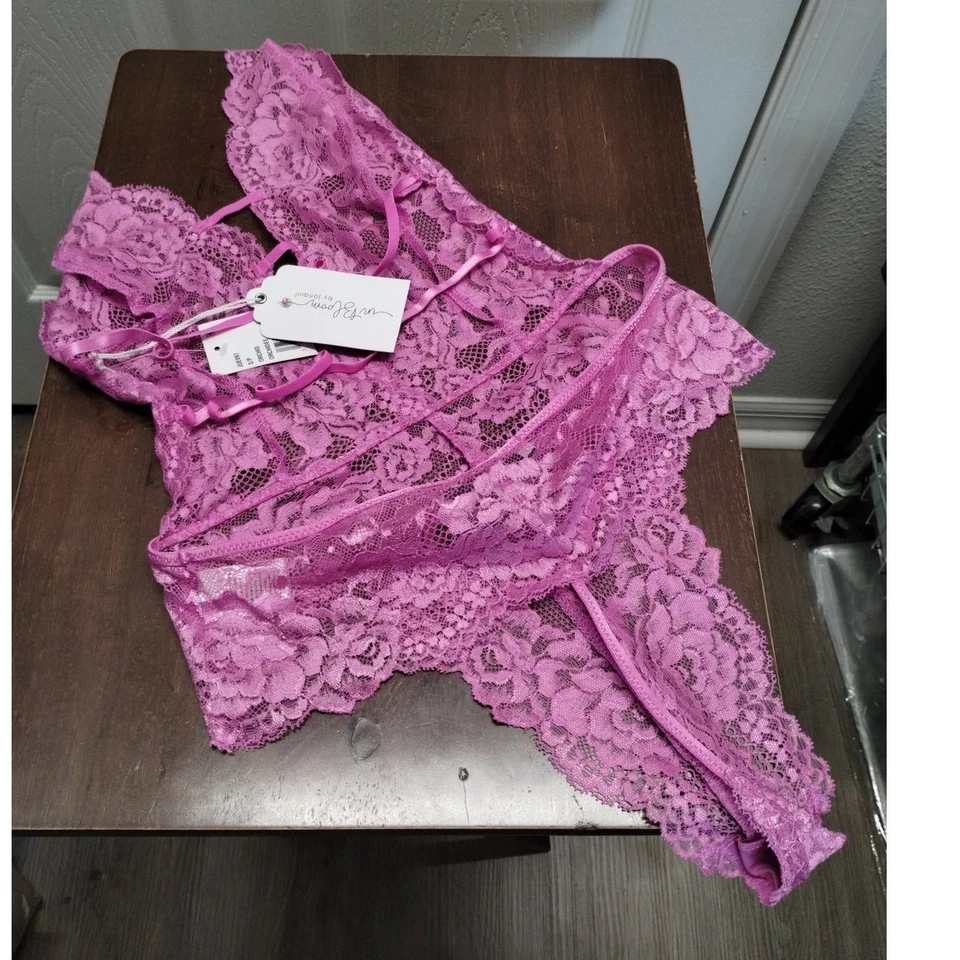 Tanga de peluche In Bloom by Jonquil talla pequeña Julieta orquídea encaje halter cuello nuevo con etiquetas Foto 3 de 4