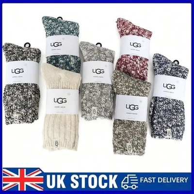 UGG Women’s Ribbed Super Pile Socks Threaded Slouchy Crew Sock One Size Gift NEW