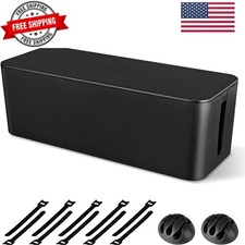 Cable Management Box, Large Cord Organizer Box to Hide Power Strip Under De...