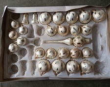 VINTAGE Lauscha Glas 26 x Christbaumschmuck 1 Spitze weiß & gold Top