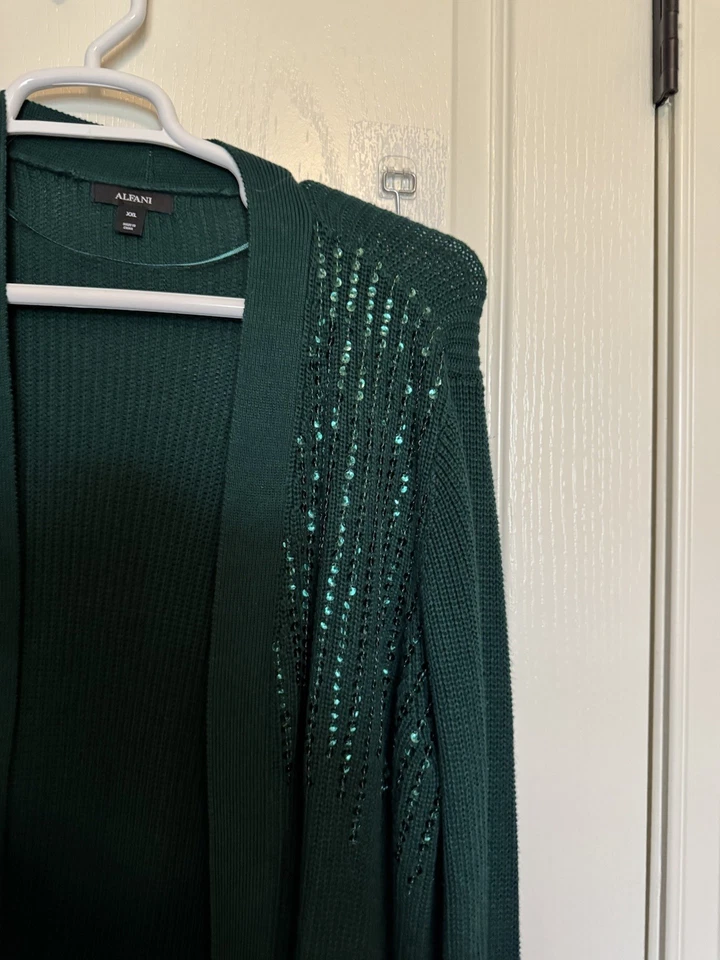 Suéter Cárdigan Alfani Mujer Plus 2X Verde Brillante NAVIDAD ST. PAT Foto 2 de 4