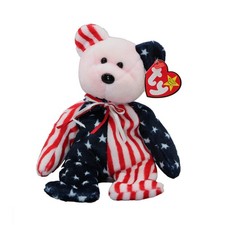 Ty Beanie Baby Spangle - MWMT Bear Red Head 1999 Patriotic