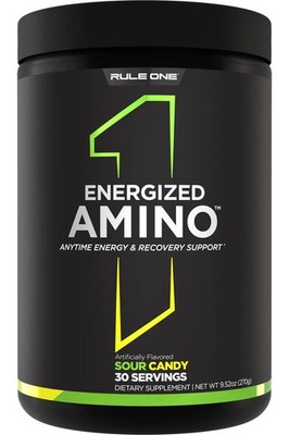 Rule 1 R1 Energized Amino Sour Candy + Peach 540g / 60 serv 06/26 + Proben