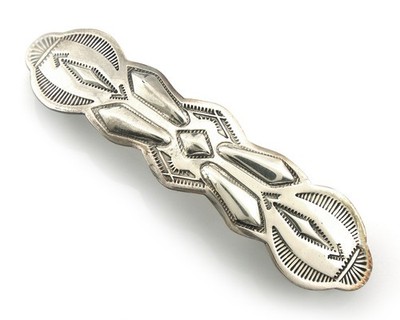 Vintage Sterling Silver 925 Barrette Vintage Navajo Sterling Silver Hair Barrette, Hand Stamped  main image 4