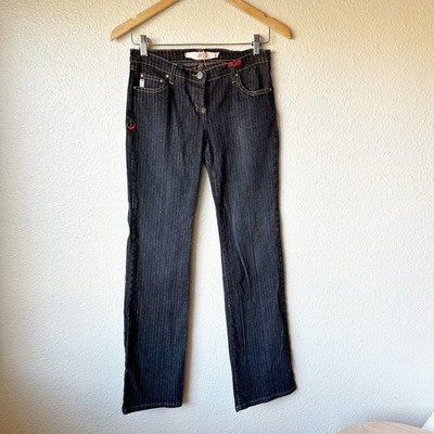 Stüssy Women s Pinstripe Jeans sz 27 Made in USA Straight Leg Y2K Streetwear